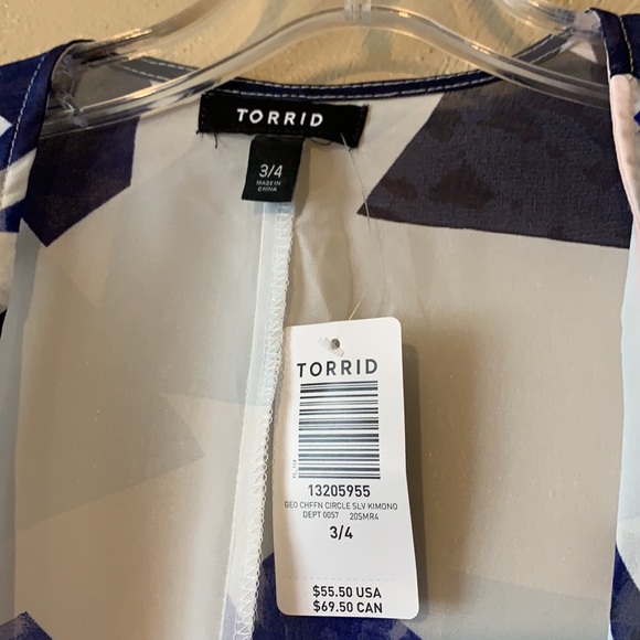 Torrid size 3/4 multicolored sheer open top with bell sleeves - Picture 6 of 6